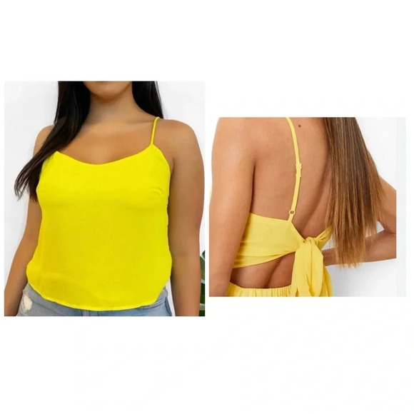 🆕Charlotte Russe Yellow Back Tie Top M🆕 - Picture 1 of 11